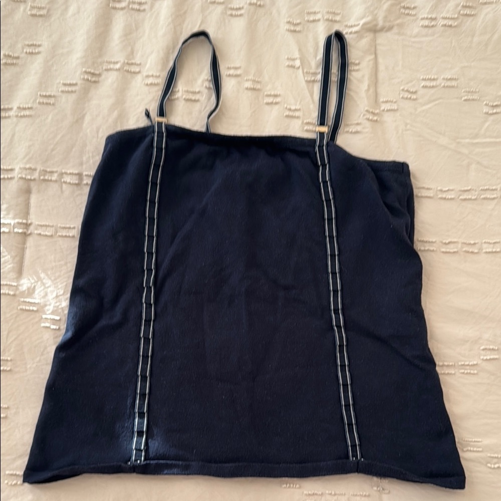 Salvatore Ferragamo Navy Spaghetti Strap Tank Top – Size Medium